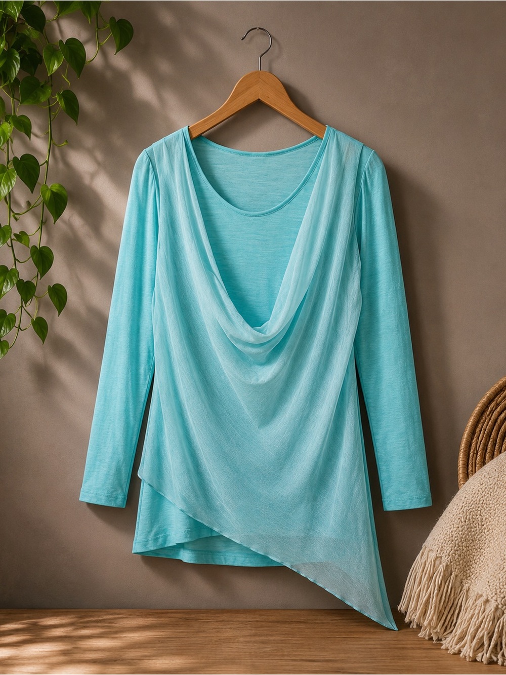 Soft Surroundings Viscose/Silk Draped Asymmetric Top-NWT -Medium